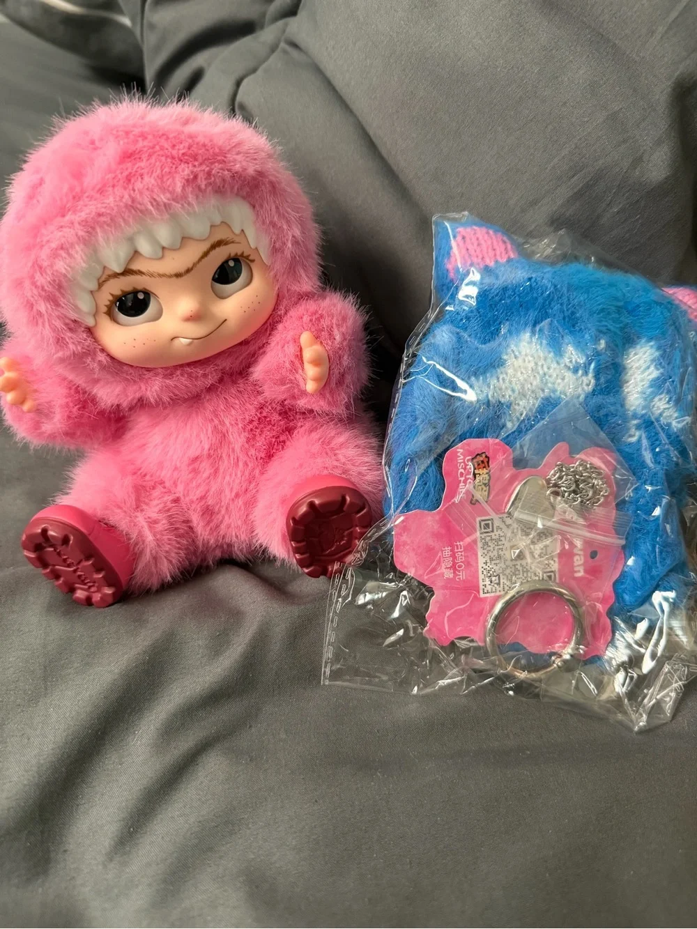 Plush Pink Baby Doll Toy with Fuzzy Outfit